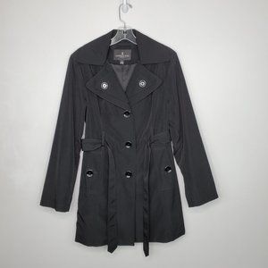 London Fog Black Belted Classic Career Trench Coat Size S